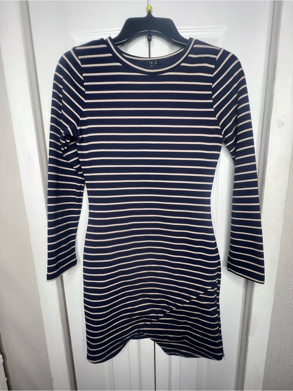 iris Navy and White Striped Mini Dress